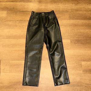 Aritzia Babaton Size 6 Black High Rise Vegan Leather Pants - new!